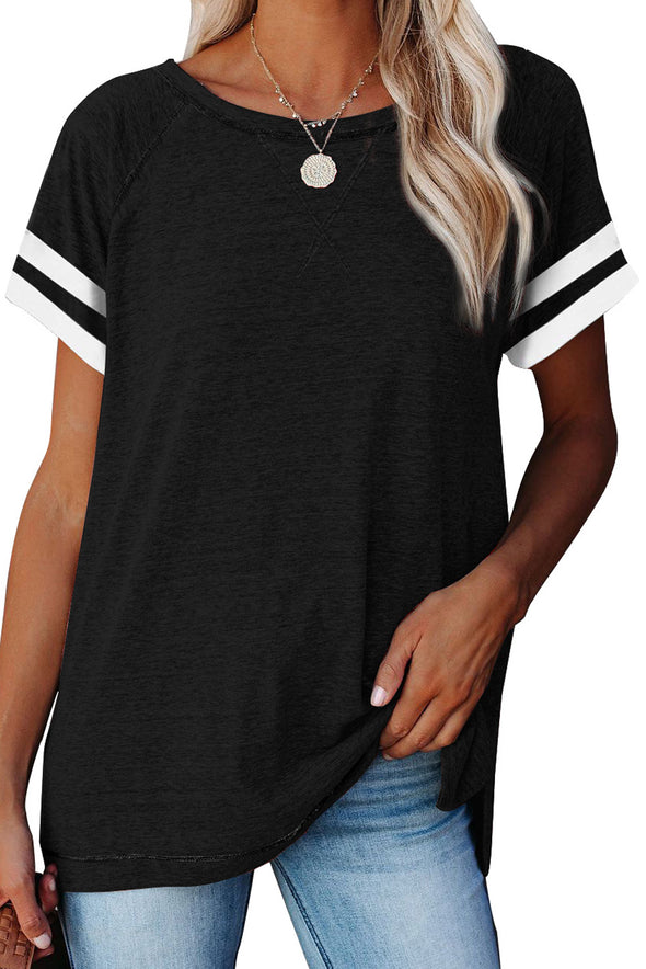 Plain Colorblock Raglan Sleeve T-shirt