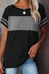 Stripe Sleeve Colorblock T-shirt