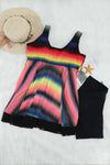 Multicolor Tie Dye Ombre Swimdress Tankini Set