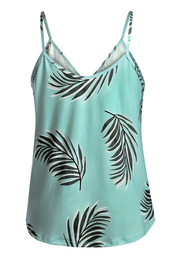 Tropical Plant Print Tank Top