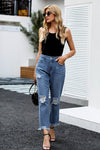 Ripped Slim Fit Washed Jeans
