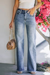 Raw Hem Straight Leg Jeans