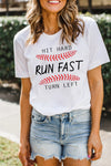 Letter Heart-shaped Rugby Graphic Print Short Sleeve T-shirt