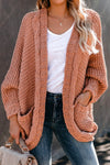Chunky Knit Solid Cardigan with Pocket