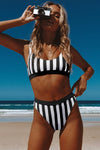 Athletic Striped Tank High Waist Bikini