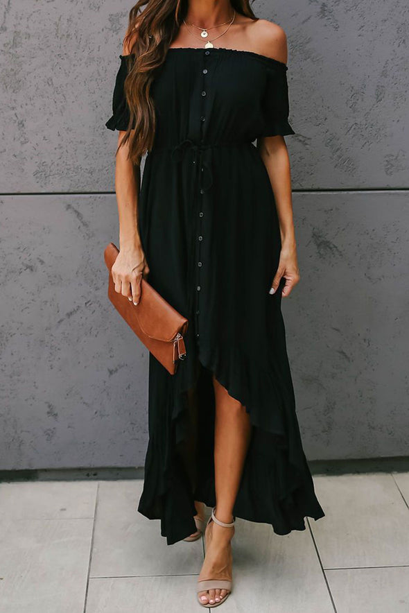 Glaze High Low Off The Shoulder Maxi Dress