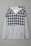 Plaid Splicing Pocketed Hoodie