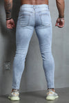 Men's Skull Print Patchwork Distressed Skinny High Waist Jeans