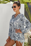 Multicolor Floral Print Peasant Blouse