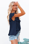 Lace Splicing Ruffled Short Sleeve T-shirt