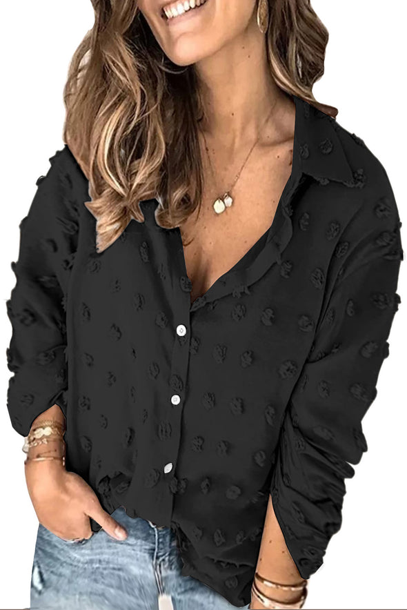 Swiss Dot Textured Plus Size Shirt