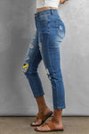 Fading Distressed Holes Crop Jeans