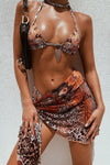 Tie-dye Ruffle Bikini with Sarong