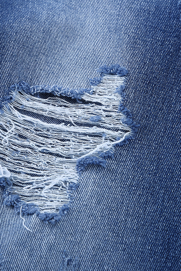 Fading Distressed Holes Crop Jeans