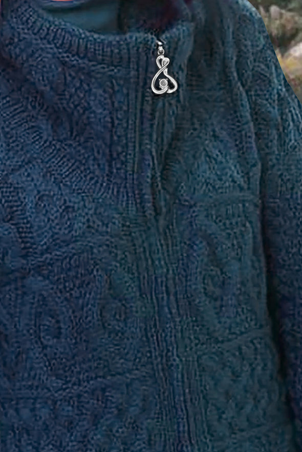 Wine Red Zip-up Open Front Knitted Sweater
