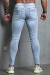 Men's Skull Print Patchwork Distressed Skinny High Waist Jeans