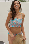 Cute Floral Patterned Smocked Bikini