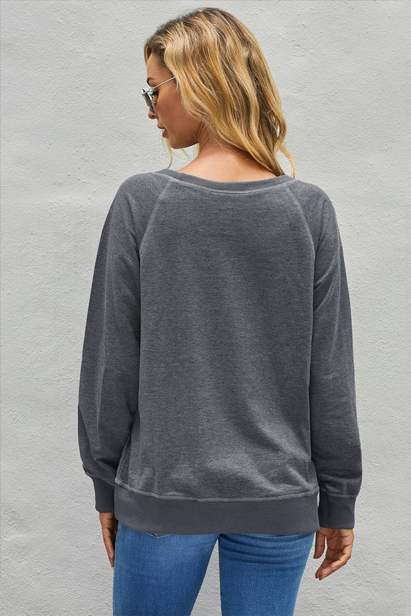 French Terry Cotton Blend Pullover Sweatshirt