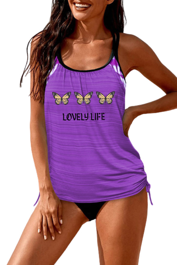 Printed Lined Tankini Swimsuit