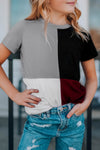 Wine Red Colorblock T-shirt with Slits