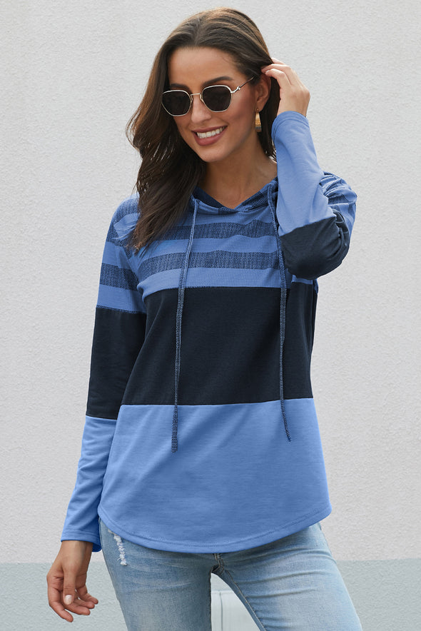 Color Block Drawstring Hoodie