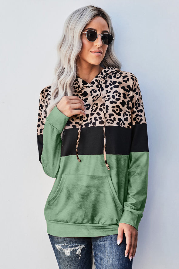 Leopard Tie Dye Colorblock Hoodie
