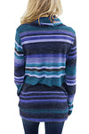 Multicolor Cowl Neck Striped Long Sleeve Sweatshirt