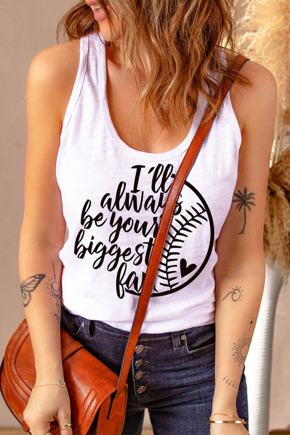Letters Sunflower Graphic Tank Top