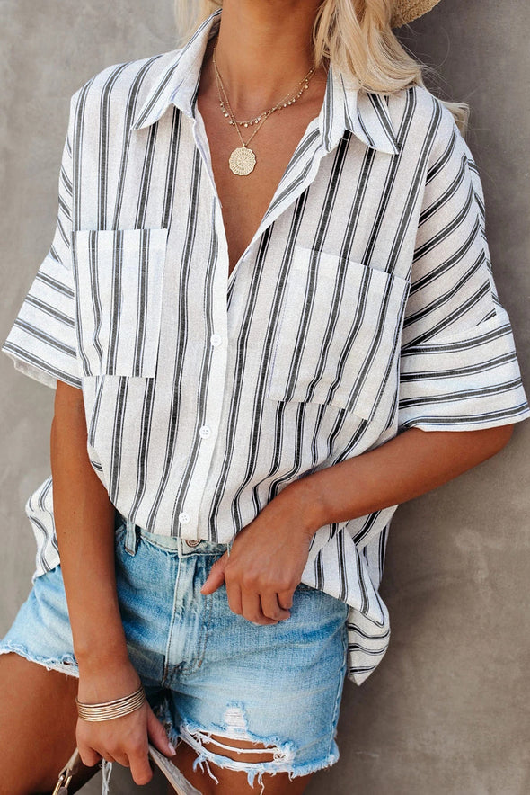 Pocketed Striped Shirt