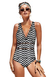 Floral Print Lattice Plunge One Piece Swimsuit