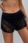 Hollow Out Lace Overlay Swim Short Bottom