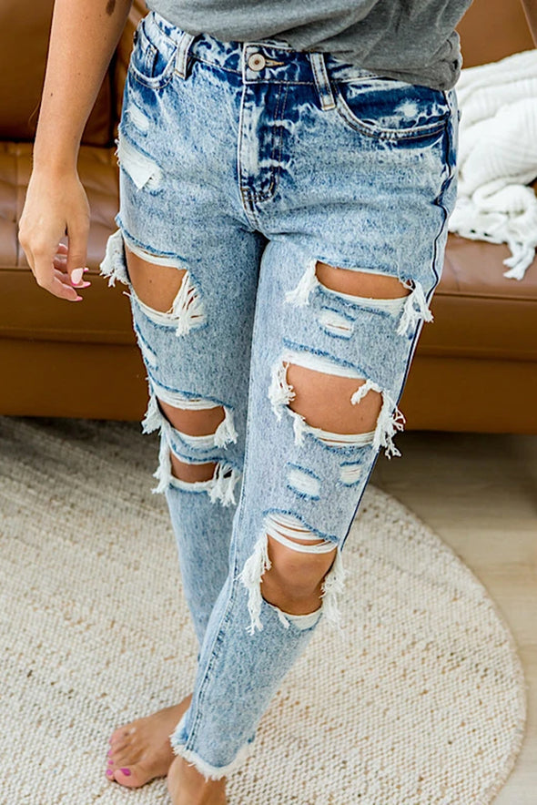 Wash Ripped Slim-fit Jeans