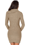 Asymmetric Buttoned Collar Black Bodycon Sweater Dress