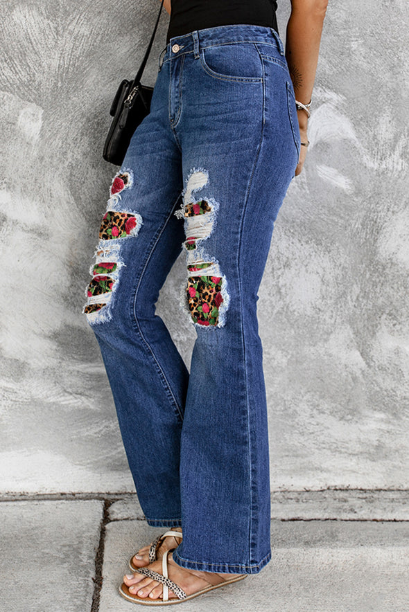 High Waist Distressed Bell Jeans