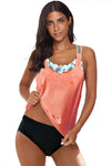 Printed Splicing Racerback Tankini