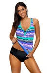 Wave Stripe Racerback Tankini Swimsuit