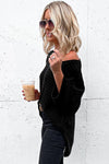 Brown Textured Knit Drop Shoulder Tee