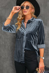Retro Velvet Pocket Long Sleeve Shirt