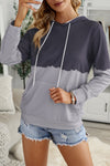 Dip-Dye Colorblock Drawstring Hoodie with Pockets