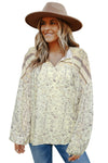 Floral Print Drawstring Loose Puff Sleeve Shirt