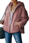 Zip Up Sherpa Hooded Coat with Pocket