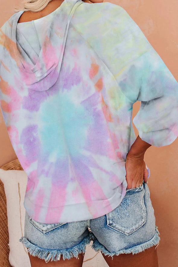 Multicolor Tie-dye Knit Hoodie