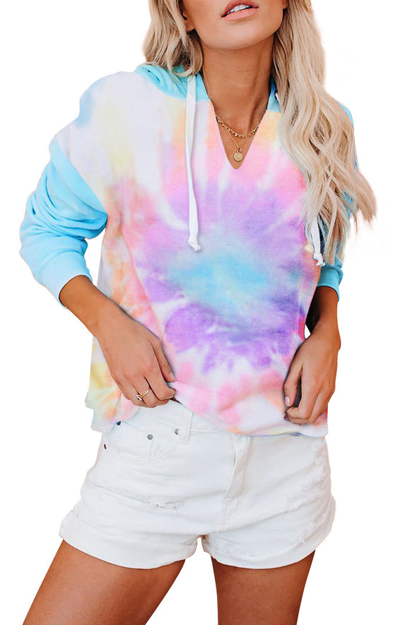 Colorblock The Sun Cotton Blend Tie Dye Hoodie