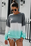 Color Block Tie Dye Pullover Sweatshirt