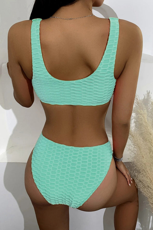 Scalloped Edges Ribbed Bikini