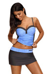 Rosy Grey Ruched Tankini and Skirted Swimsuit