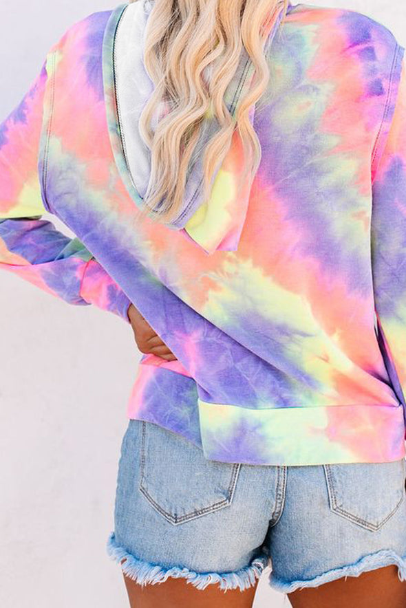 Multicolor Tie-dye Pocket Zip Up Hoodie