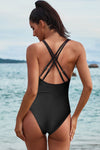 Tie-dye Colorblock Crisscross Back One-piece Swimsuit