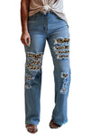 High Waist Ripped Flare Leg Jeans