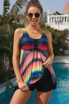 Multicolor Tie Dye Ombre Swimdress Tankini Set